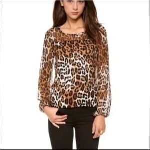 FRESLY DRY CLEANED | Diane Von Furstenberg Leopard Sheer Blouse